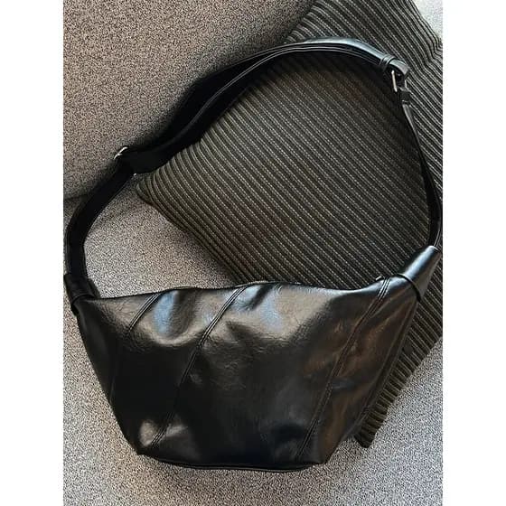 Nicho Retro masculino Croissant saco do mensageiro estilo preguiçoso textura bolinho saco de couro macio Commuter Casual