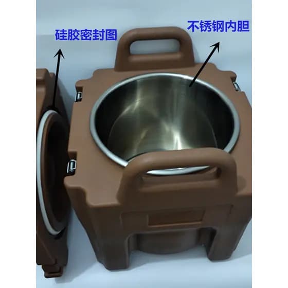 Balde de isolamento de grande capacidade com rodas de 50L Cantina escolar com refeição Balde de Congee para bebidas de l
