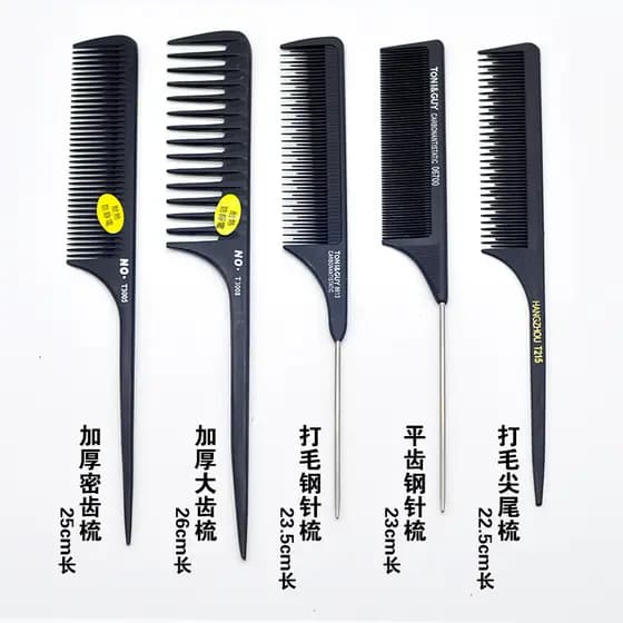 Disco de estilo de cabelo partição pontiaguda cauda pente de fibra de carbono Anti-estático resistente a altas temperatu
