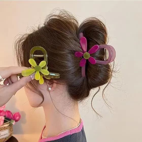 Presilha de cabelo de girassol para um visual ensolarado, presilha de cabelo em formato de tubarão com cores vibrantes p