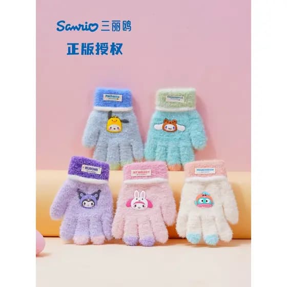 Luvas de bebê inverno cinco dedos Sanrio genuíno meninos meninas bonito crianças quentes ao ar livre 1-3-5 anos de idade