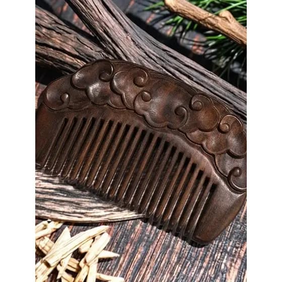 Fornecimento direto da fábrica sândalo verde escultura madeira pente de cabeleireiro auspicioso série nuvem pente de sân