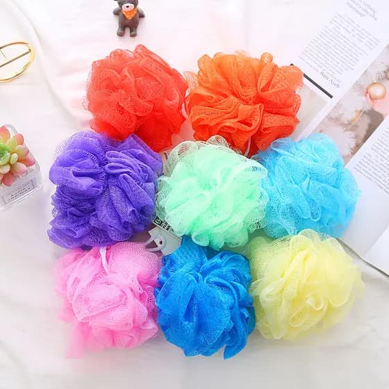 Cor bola de banho banho flor esfregando toalha de banho engrossado banho flor espuma esfregando flor massagem pouf