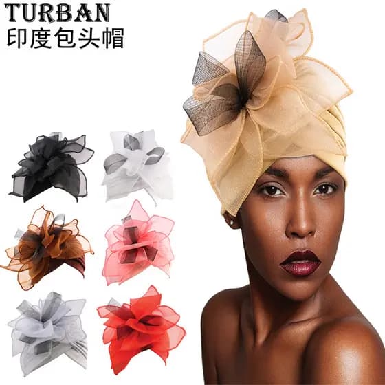 Flor chapéu indiano cabeça boné muçulmano lenço chapéu confinamento chapéu Yoga chapéu turbante