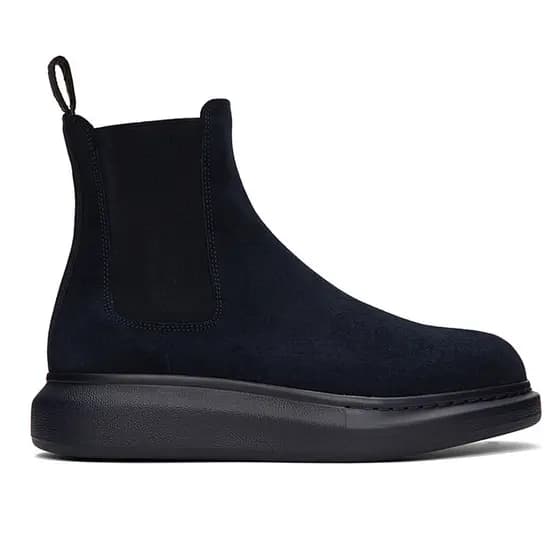 McQueen Max chelsea Botas masculinas de couro genuíno britânico dedo do pé redondo bota chelsea botas curtas masculinas