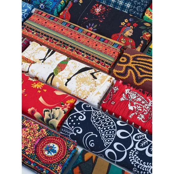 Estilo étnico boêmio tecido impresso algodão linho roupas tecido Retro artesanal DIY toalha de mesa retalhos sudeste asi