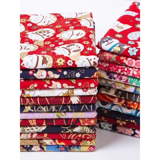 Estilo japonês dourado tecido de algodão puro Hanfu Cheongsam roupas puro algodão linho estilo chinês tecido estilo japo