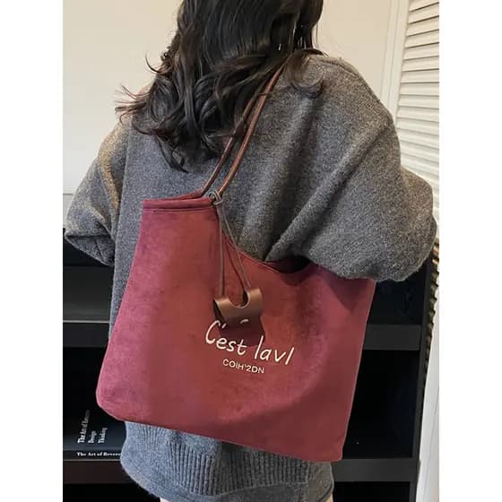 Bolsa de camurça feminina grande capacidade 2026 novo estilo outono inverno All-Match Retro bolsa de ombro estudante cla