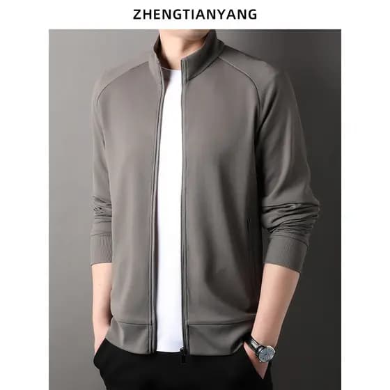 Primavera outono gola alta algodão manga comprida moletom masculino manga Raglan Cardigan versão coreana esportes casuai