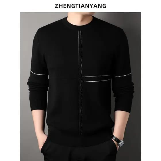 Máquina de aquecimento infravermelho distante lavável suéter engrossado masculino inverno versão coreana gola redonda li