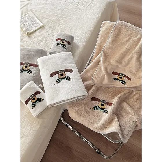 Toalha de banho fofa feminina, absorvente doméstico, secagem rápida, sem fiapos, envoltório adulto, estilo casal, um par