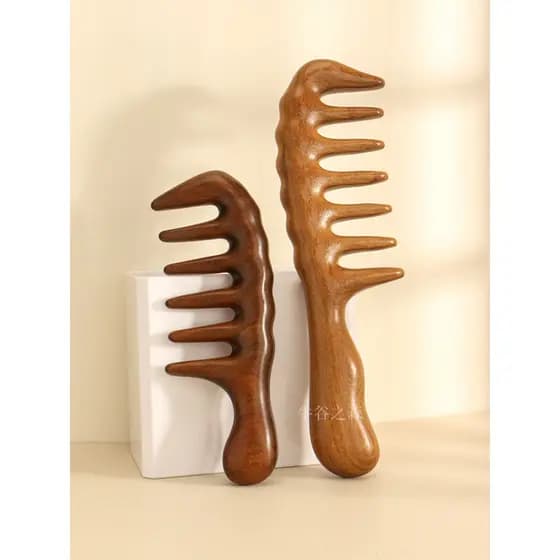 Pente de sândalo dourado pente de ondulação doméstico pente de dentes largos pente de cinco dentes pente de dentes grand