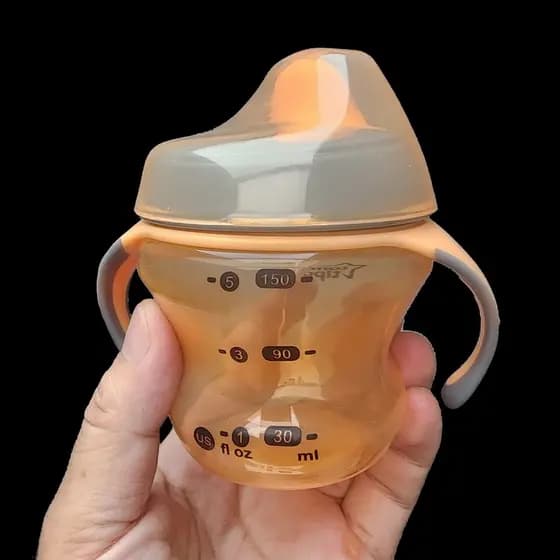 Copo britânico para aprendizagem de bebês, copo bico de pato, copo de água potável para bebês, 4 meses acima de 150ml