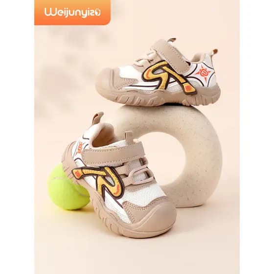 Wei Junyi pé sapatos infantis sapatos esportivos meninos 2025 novo estilo primavera outono sola macia meninas respirável