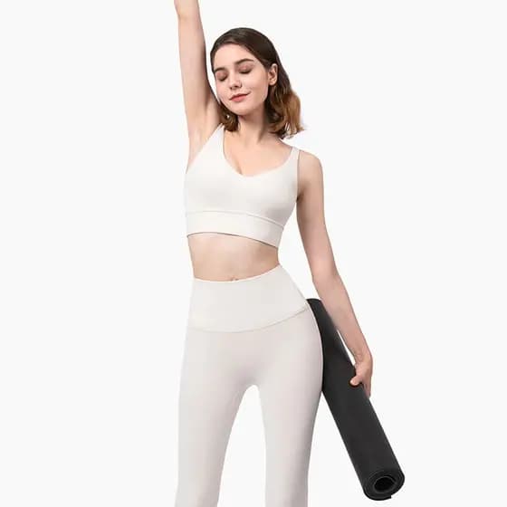 Exportação de comércio exterior branco nu cintura alta sem constrangimento calças de Yoga sem costura feminino tornozelo