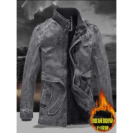 Haining jaqueta de couro masculina forro de lã de inverno engrossado jaqueta de couro de comprimento médio pele tudo-em-
