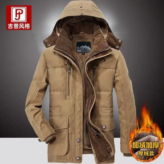 Jaqueta acolchoada masculina inverno pai jaqueta de inverno de comprimento médio jaqueta acolchoada masculina escovada e