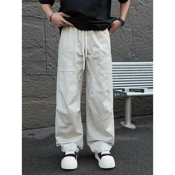 2026 primavera verão novo estilo bens europeus Street Wear calças casuais masculinas soltas calças retas versão coreana