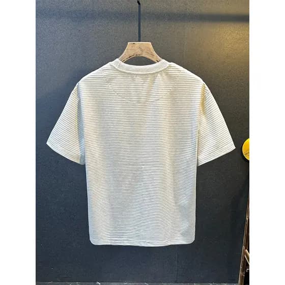 Verão novo estilo High-End camiseta de manga curta masculina texturizada único estilo Hong Kong Street Wear meia manga l