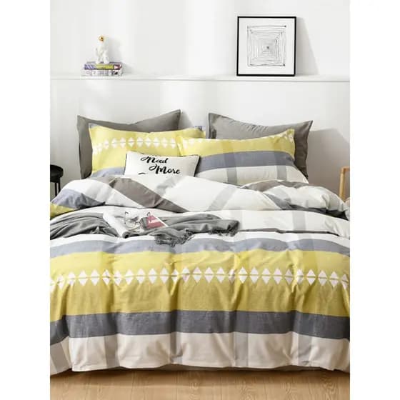 Conjunto de quatro peças de algodão puro escovado 100 algodão grosso estilo nórdico ins simples lençol capa de edredão c