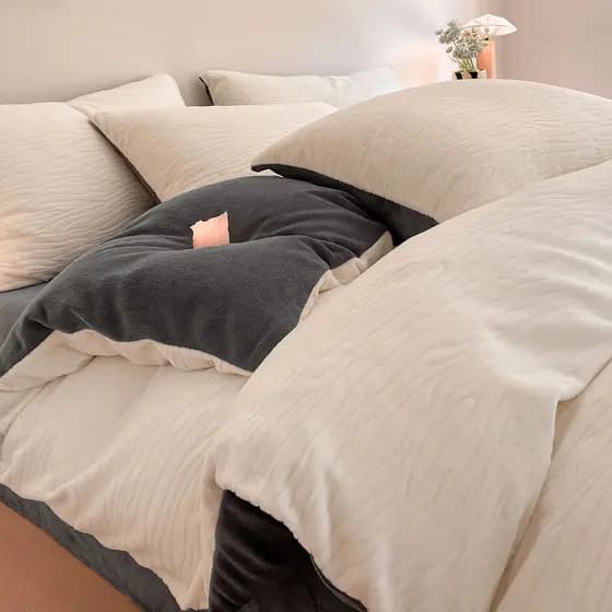 Conjunto de quatro peças de lã de leite inverno engrossado esculpido flanela Coral velo colcha capa dormitório lençol es