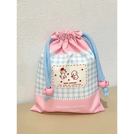 Ins bonito dos desenhos animados cordão saco de armazenamento saco cosmético batom diversos embalagem de viagem saco de