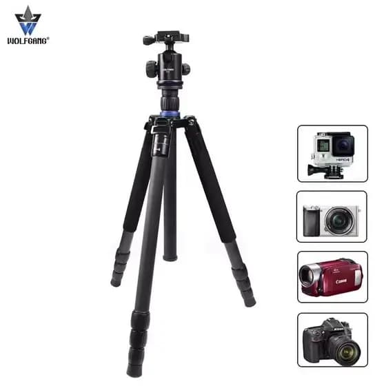 Wolfgang Tripé de fibra de carbono JZ828 + YT29 Conjunto de tripé Reflex Storage Monopé removível