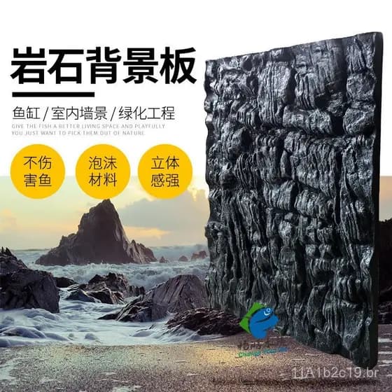Painel de Fundo para Aquário Bonaishi, Painel de Fundo em Espuma, Paisagismo Subaquático, Pintura de Rocha Simulada para