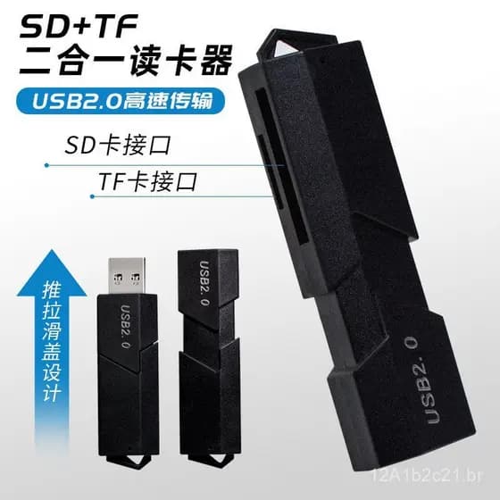 Leitor de Cartões TF e SD de Alta Velocidade USB 3.0, Adaptador de Cartão de Memória 2.0, Leitor de Cartões Multifuncion