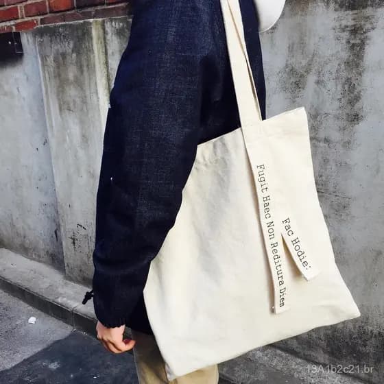 Bolsa de ombro versátil de lona estilo coreano, bolsa de lona para mulheres.