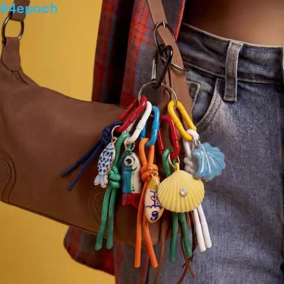 Amuletos De Corrente De Bolsa BREPOCH , Chaveiro De Peixe Acrílico Retrô Carro De Cor Contrastante Com Design Geométrico