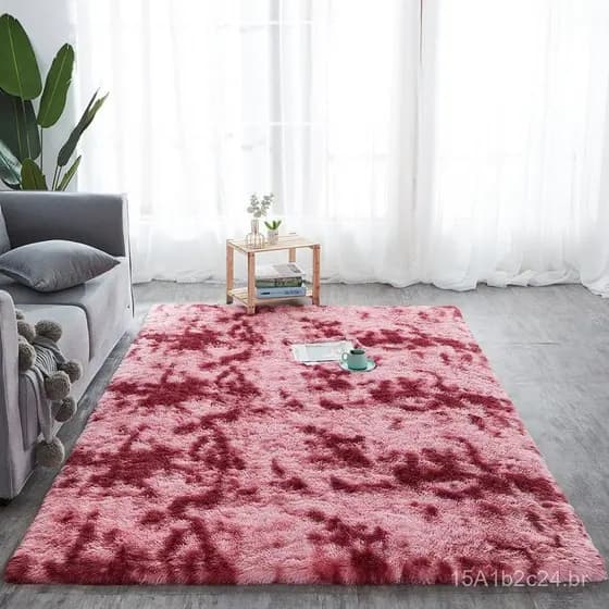 Tapete tie-dye em degradê para cabeceira de quarto, tapete de cobertura total para sala de estar, tapete de pelo longo p