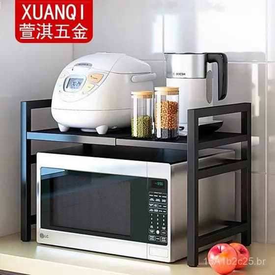 Suporte para micro-ondas, suporte retrátil de chão para panela de arroz, suporte de várias camadas para forno de bancada