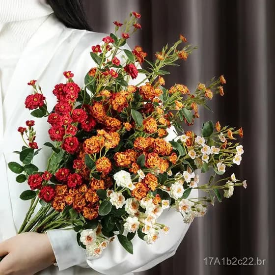 Buquê de rosas artificiais pequenas em estilo ins, flores artificiais para segurar na mão, decoração para sala de estar,