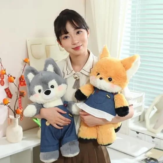 MXBEAUTYUJ brinquedos de pelúcia macios e fofos, incluindo lobo da floresta, husky, coelho e urso.