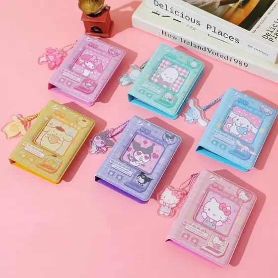 Decorador 1 Peça Suporte De Armazenamento De Cartão Fofo Kawaii Sanrio Hello Kitty Álbum De Fotos 3 Polegadas Cartões Co