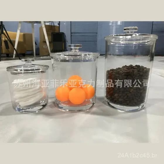 Pote de armazenamento de cotonetes de acrílico, recipiente para chá, pote de exibição para farmacêutico, pote de doces,