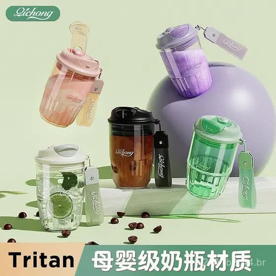 Copo de plástico tritan de alta qualidade para o verão, com alça, design elegante, prático para beber, copo de café com