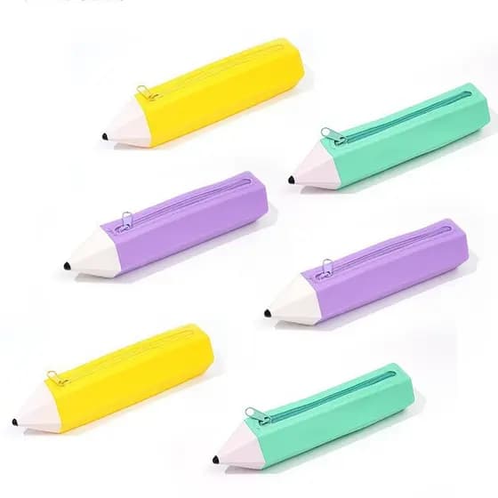 Bolsa De Lápis De Silicone Em Formato , Caixa De Armazenamento Macia , Papelaria Para Estudantes