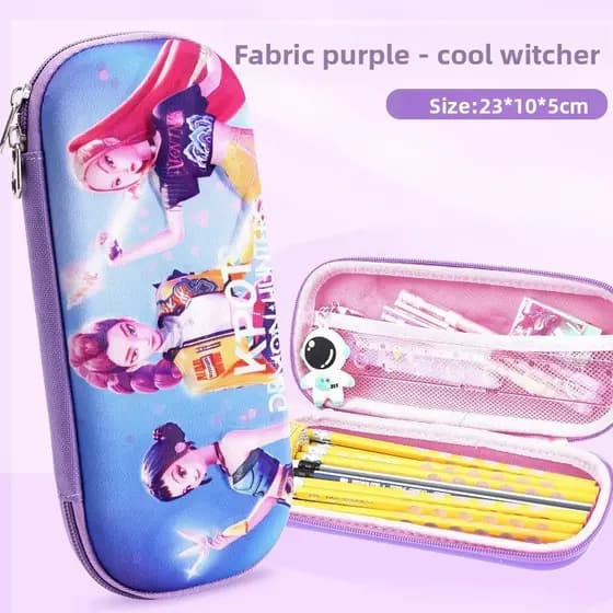 Estojo K-Pop Demon Hunters Caixa De Lápis Huntrix Kpop Pen Box Bolsa De Caneta 3D