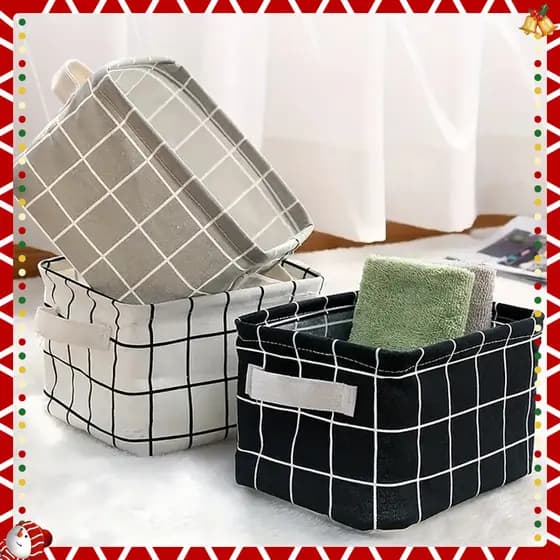 Cesta De Armazenamento Dobrável Caixa De Mesa Papelaria Tecido