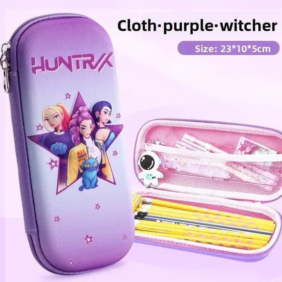 Caixa De Lápis Demon Hunters K-Pop Estojo Huntrix Pen Box 3D Bag Impresso