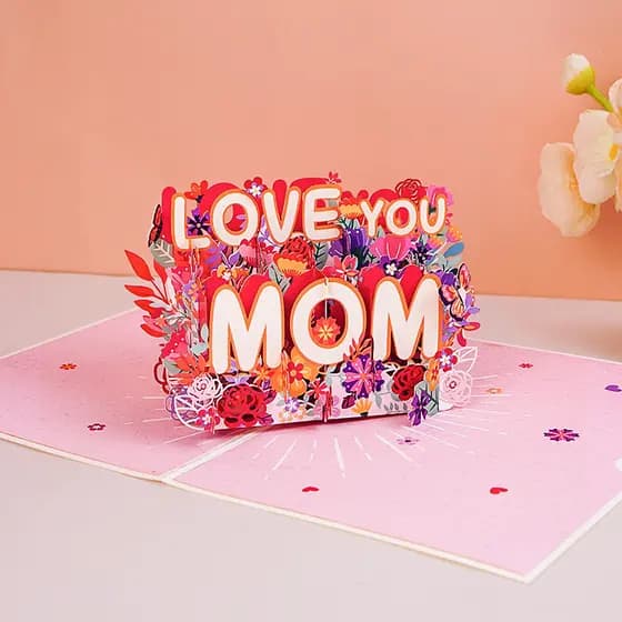 Cartão de felicitações 3D personalizado para o Dia das Mães, pequeno cartão de escultura em papel 3D, presente criativo