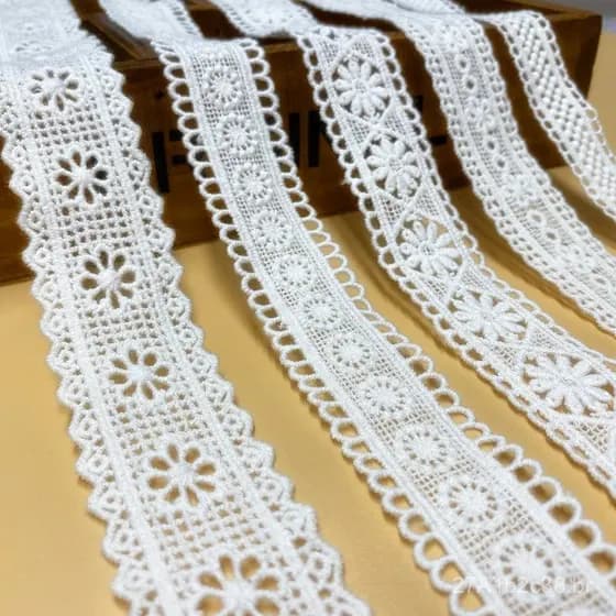 Venda por atacado de diversos tipos de rendas solúveis em água de algodão puro, acessórios para roupas infantis, Hanfu,
