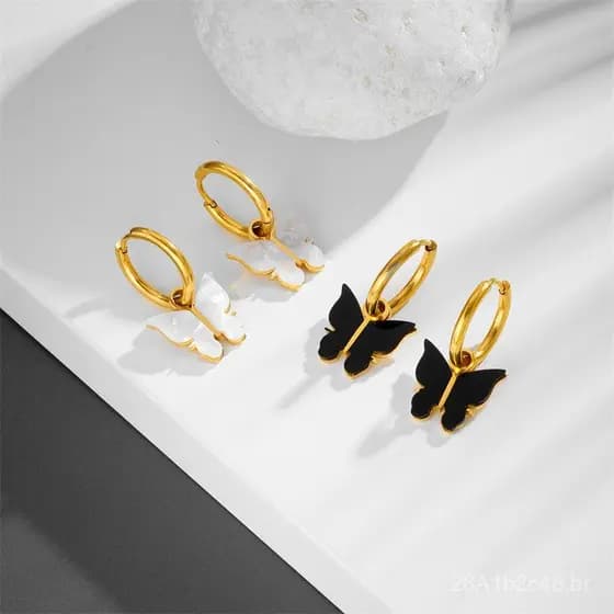 Brincos delicados e únicos, estilo florestal, simples e elegantes, estilo ins, compactos, em aço inoxidável, com borbole