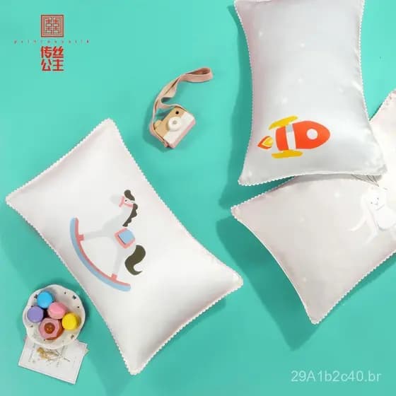 Fronha de Seda Infantil com Estampa de Desenho Animado para Jardim de Infância, 100% Seda de Amora, Confortável, Atacado
