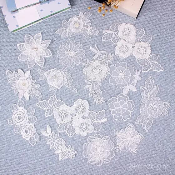 Grande remendo de tecido de renda branca para reparar buracos em saias de malha, decoração personalizada de roupas, aces