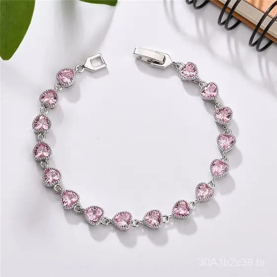 Elegante e delicada pulseira de zircônia AAA em formato de coração para mulheres, joias brilhantes e acessórios de mão n