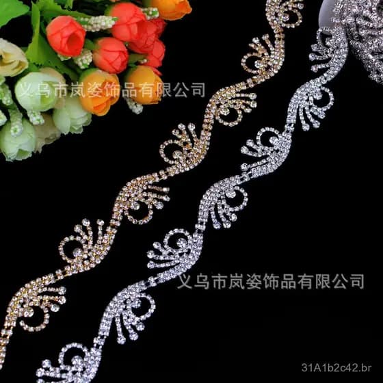 LZ011 Corrente de Strass AAA Super Brilhante, Acessório Decorativo de Alta Qualidade para Vestido de Noiva, Costurada à