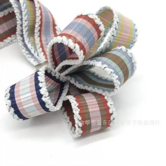 Fita de Cetim com Borda de Crochê Estilo Lolita Doce 25MM para Laços Artesanais DIY e Acessórios de Cabelo
